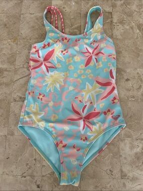 Roxy Girls Holiday Flower‎ One-Piece swimsuit featuring a bright floral print.